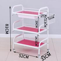 Glass Mobile Beauty Hairdressing Stroller Rack Bar Fire tank car Three layers of drawer Electrocardiogram Embroidered Bronzed