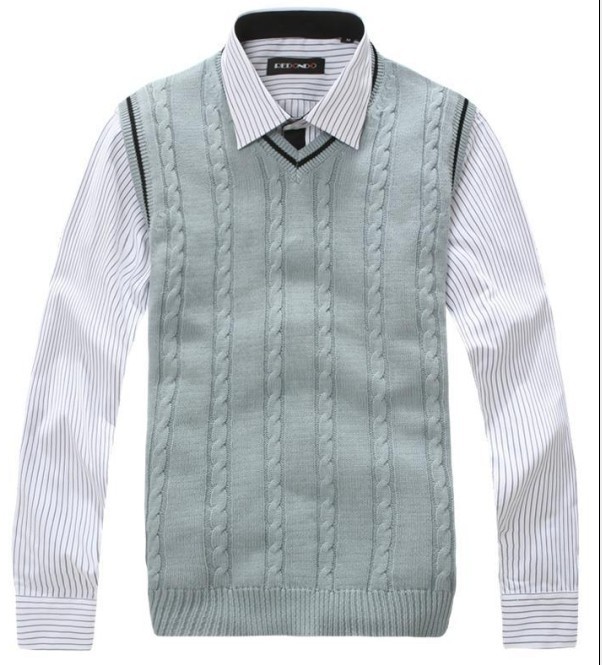 Mùa thu đông cổ áo len cổ chữ V nam giới áo len trẻ trung màu rắn áo vest vest len ​​không tay ấm áp áo vest nam body
