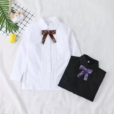 Organ pleated shirt JK uniform children's top corner lapel white shirt Japanese long-sleeved short-sleeved all-match girls