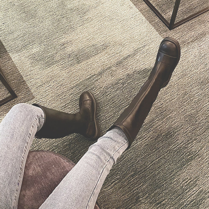 Small long boots women's tall and thin boots 150 short medium boots but knee-high all-match stovepipe riding boots