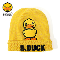 B Duck little yellow Duck childrens hat autumn and winter New thick warm cold knitted hat cute cartoon pullover hat
