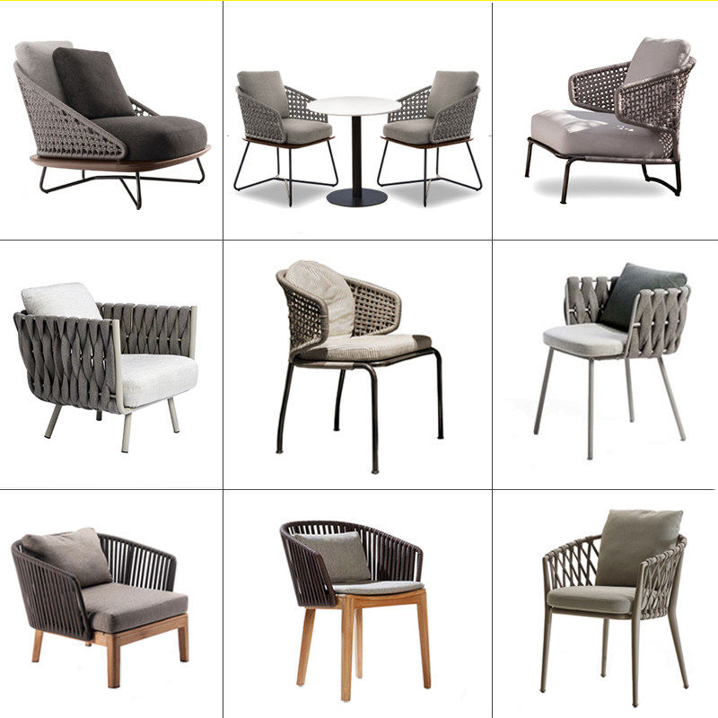 Nordic outdoor rattan chair three-piece set balcony table chair coffee table combination model room light luxury hotel leisure rattan furniture