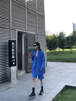 Meijia Fuzzykon original summer light and cool embroidery retro black and blue suit suit jacket pants