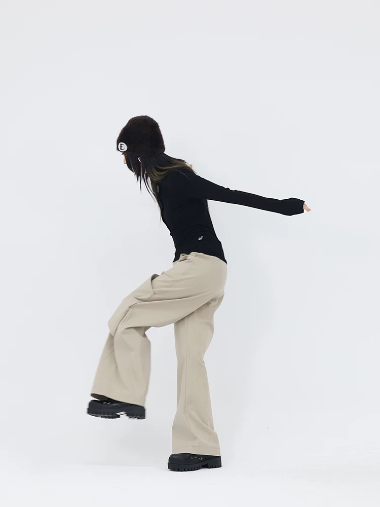 Mei 伢 fuzzykon black small high -necked gradient button open placket and waist slimming with large elastic bottom shirt