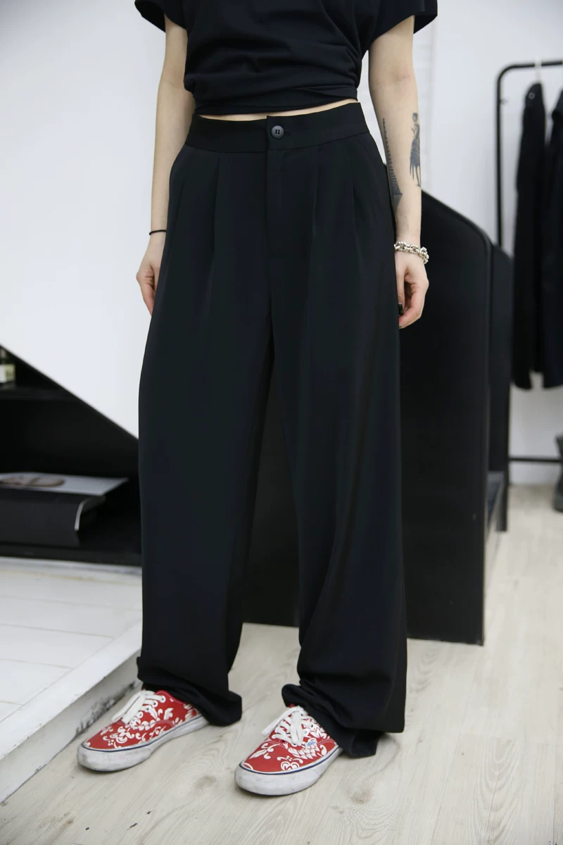 Meiya Fuzzykon black brand Chic and trousers