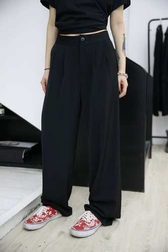 Mei 伢 Fuzzykon Black Brand Chic и западные брюки