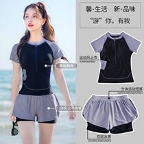 Swimsuit female Conservative belly thin long sleeve sunscreen ins Wind fairy fan large size one-piece sexy hot spring swimsuit
