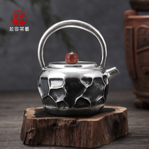If the tea art silver pot 999 pure silver hand - made Japanese household kung fu tea ceremony foot silver tea - tea ceremony