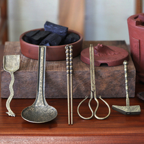 Copper Parts Copper Hammer Roller Scatter Scalbing Spoon Brass Fire Manual Create Carbon Clamp