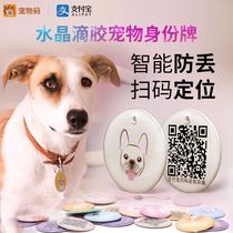 Pet Card Anti-Loss Orientable Identity Card Customized Kitty Dog Neckline Bell Necklace Ornament Intelligent two-dimensional code