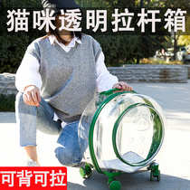 Pet Out Bubble Pull Bar Case Full Transparency Big Cat Suitcase Cat Cart Feline Bag back to be breathable
