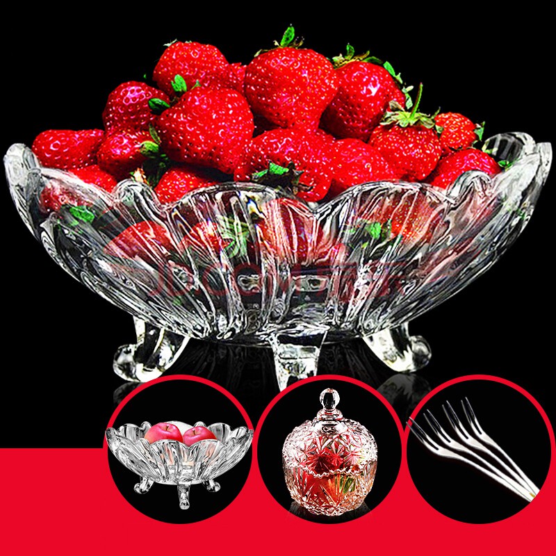 Big number crystal glass fruit tray Modern Living room Genesis creativity cute with salad bowl Candy Dried Fruits fruit plate