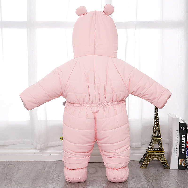 Sơ sinh mùa đông xuống jumpsuit cotton dày ra quần áo phù hợp với bé ấm áp chân bộ body suit
