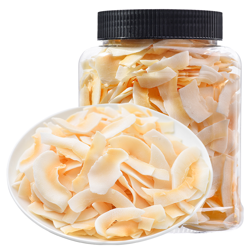 Small Hugh Dreamery Roasted Coconut Flakes 500g Canned Fragrant Crisp Coconut Flakes Crisp Fruits Dried Snack and Crisp Coconut Flakes