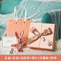 [SF Бесплатная доставка] Розовая подарочная коробка+подарочная сумка+белый Loffei+поздравительная карта+сеть красный теплый свет+желание кролика