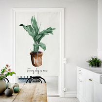 Nordic fabric door curtain partition curtain bedroom decoration half curtain kitchen toilet toilet curtain non-perforated cloth curtain