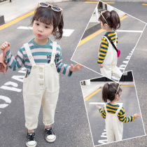 2021 Spring-autumn-style baby boy long sleeve suit female baby striped back with pants two sets girl casual suit damp