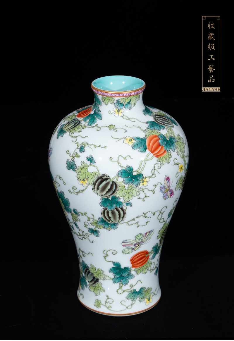 Jia lage jingdezhen ceramic vase YangShiQi famille rose see vines flower arrangement and the name mei bottles of China