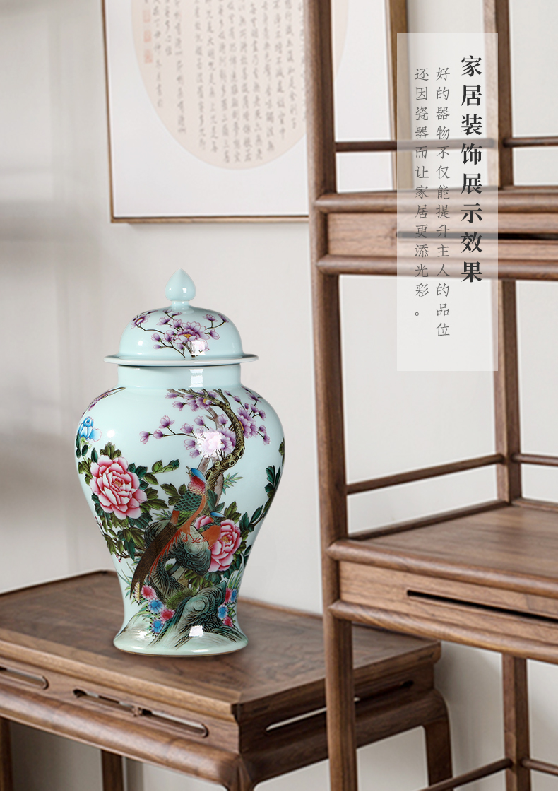 Jia lage archaize of jingdezhen ceramic checking general famille rose porcelain painting of flowers and pot household decorative vase furnishing articles in the living room