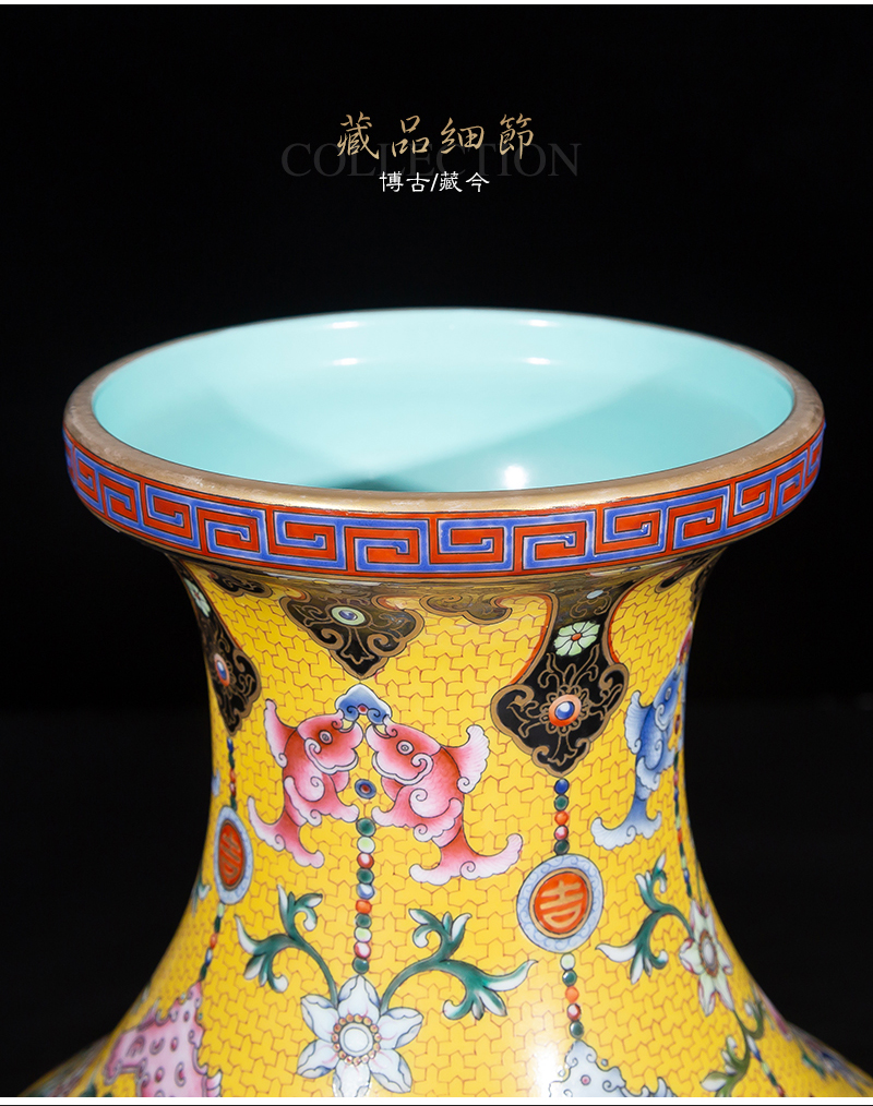 Jia lage jingdezhen ceramic vase YangShiQi fish algae powder enamel one carving grain and name dish buccal bottle furnishing articles