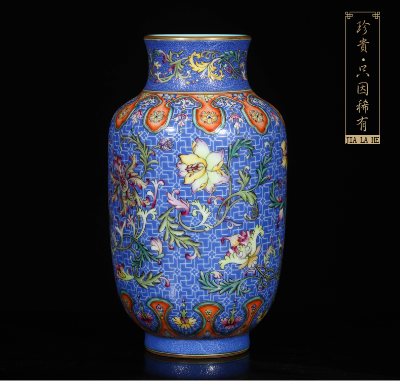 Jingdezhen ceramic antique the qing qianlong shamrock to fold the branch pattern the lantern type bottle of Chinese crafts are sitting room