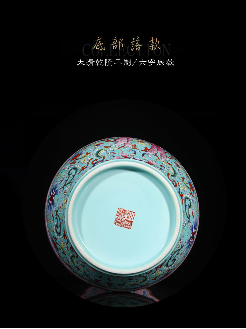 Jia lage jingdezhen home furnishing articles indoor ceramic vase YangShiQi green pastel lotus design grain baggage