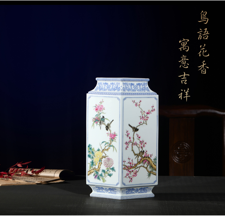 Jia lage jingdezhen YangShiQi pro painting the qing qianlong pastel medallion and prismatic bottle vase interior furnishing articles