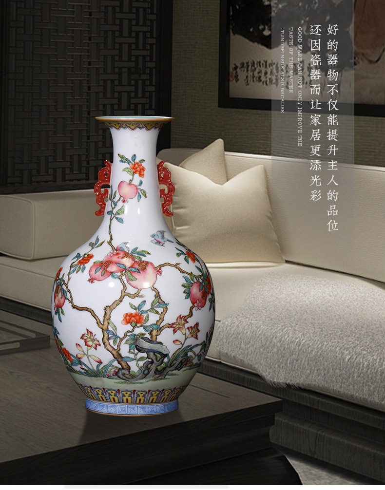 Master jia lage jingdezhen ceramics YangShiQi antique hand - made pastel glass vase with a dragon vase key-2 luxury furnishing articles