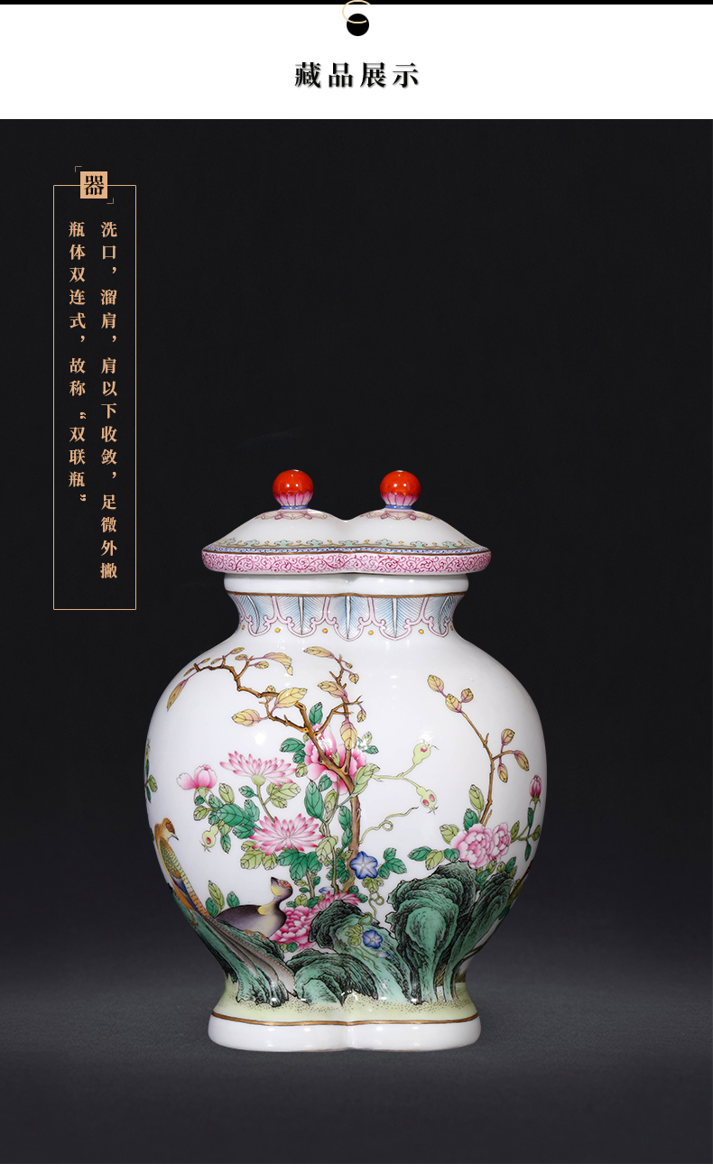 Jia lage jingdezhen ceramics furnishing articles YangShiQi hand - made colored enamel flower vase Chinese style porch decoration