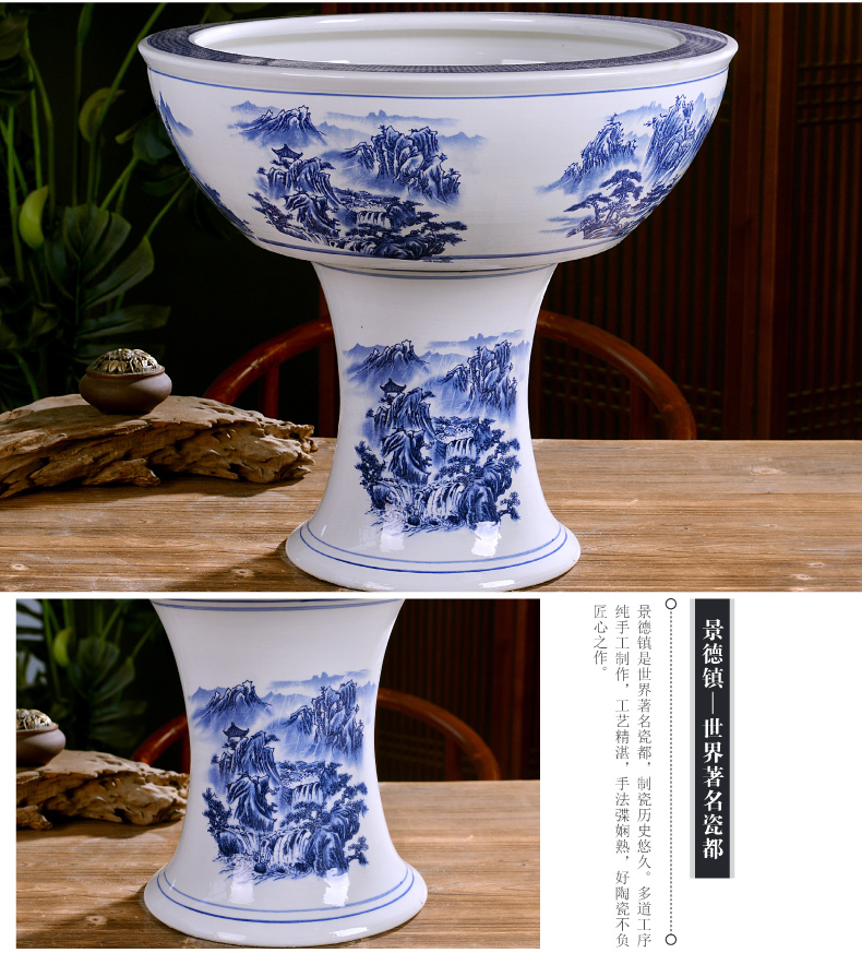 Jingdezhen ceramics large pillar landing fish tank water lily always LianHe flowerpot cylinder sitting room adornment big furnishing articles