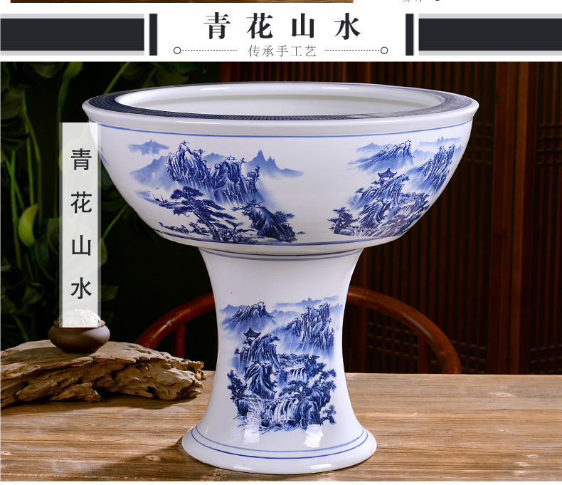 Jingdezhen ceramics large pillar landing fish tank water lily always LianHe flowerpot cylinder sitting room adornment big furnishing articles