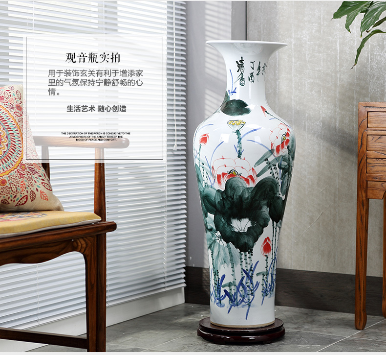 Blue and white porcelain of jingdezhen ceramics landing big vase sitting room adornment is placed hand - made ceramic vases, furnishing articles