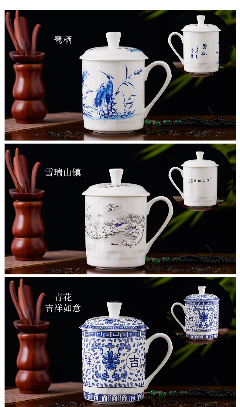 Jingdezhen ceramics cup master cup of large capacity make tea boss shake hands cup home office with cover the tea cups