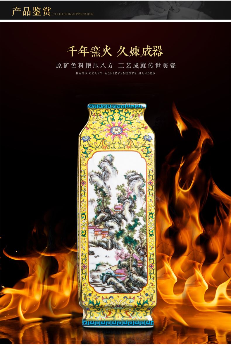 Jingdezhen ceramics imitation antique enamel vase imitation the qing three broke decorative square bottle qianlong furnishing articles