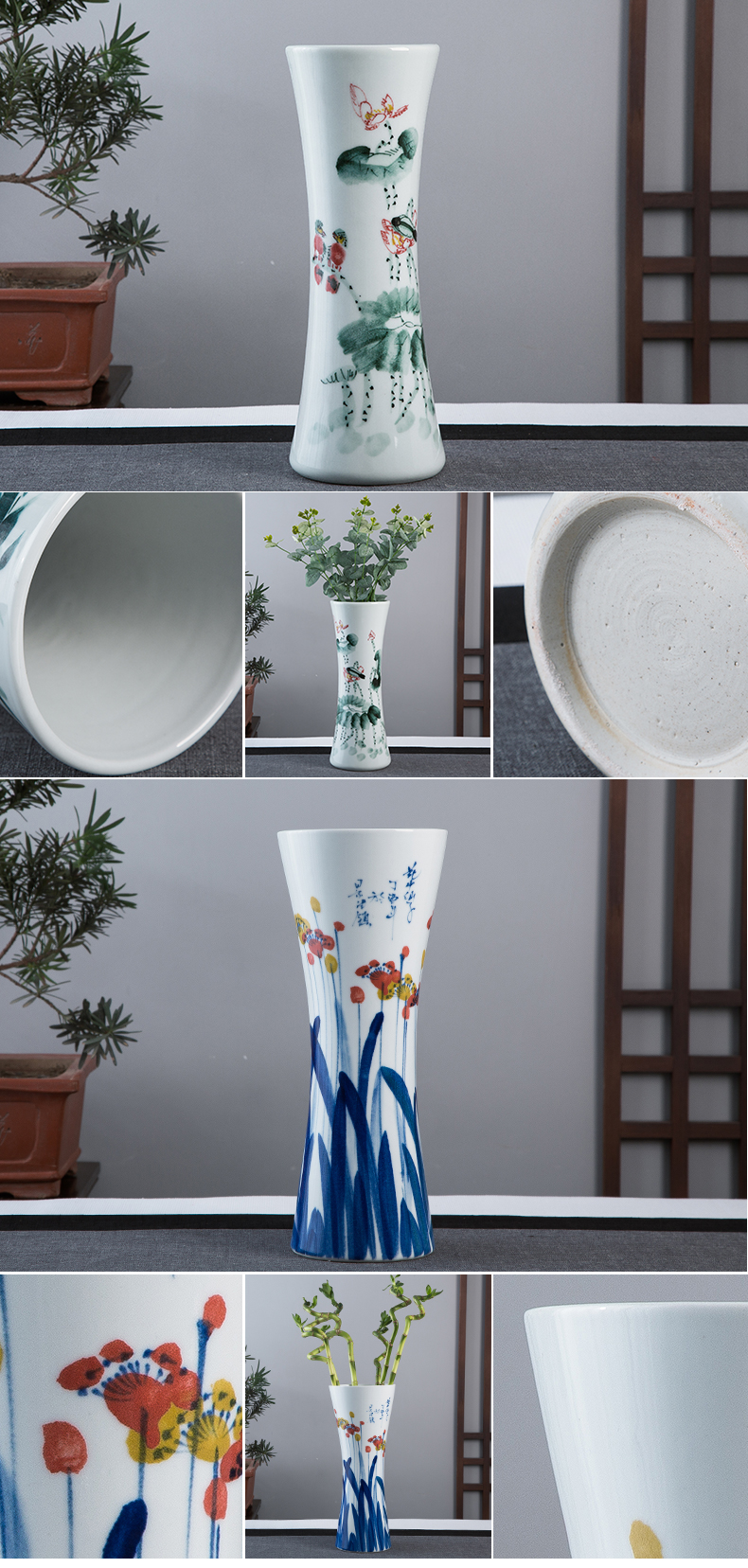 Jingdezhen hand - made ceramic vase now rising furnishing articles sitting room ground hydroponic lucky bamboo flower arrangement craft ornaments