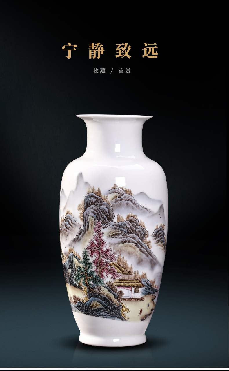 Vase of jingdezhen ceramic Vase high white mud thin foetus pastel blue and white porcelain Vase Vase rich ancient frame is placed in the living room