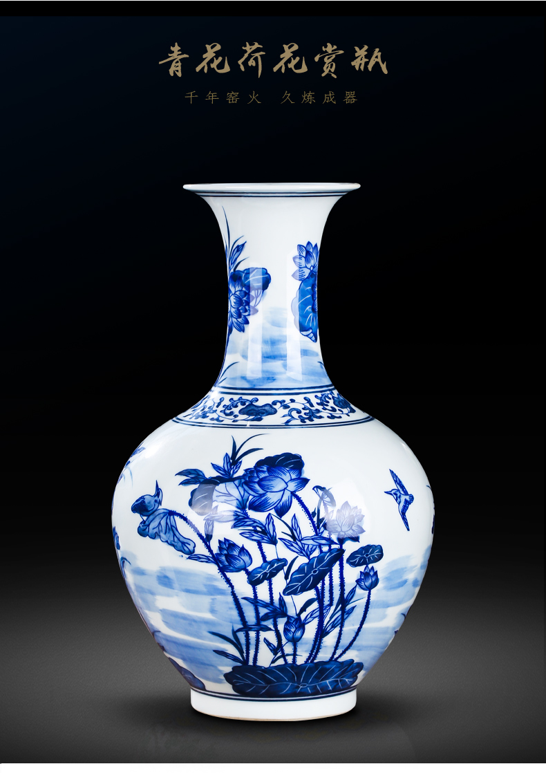 Jingdezhen ceramics by hand antique vase of blue and white porcelain vase household act the role ofing is tasted furnishing articles furnishing articles sitting room porch