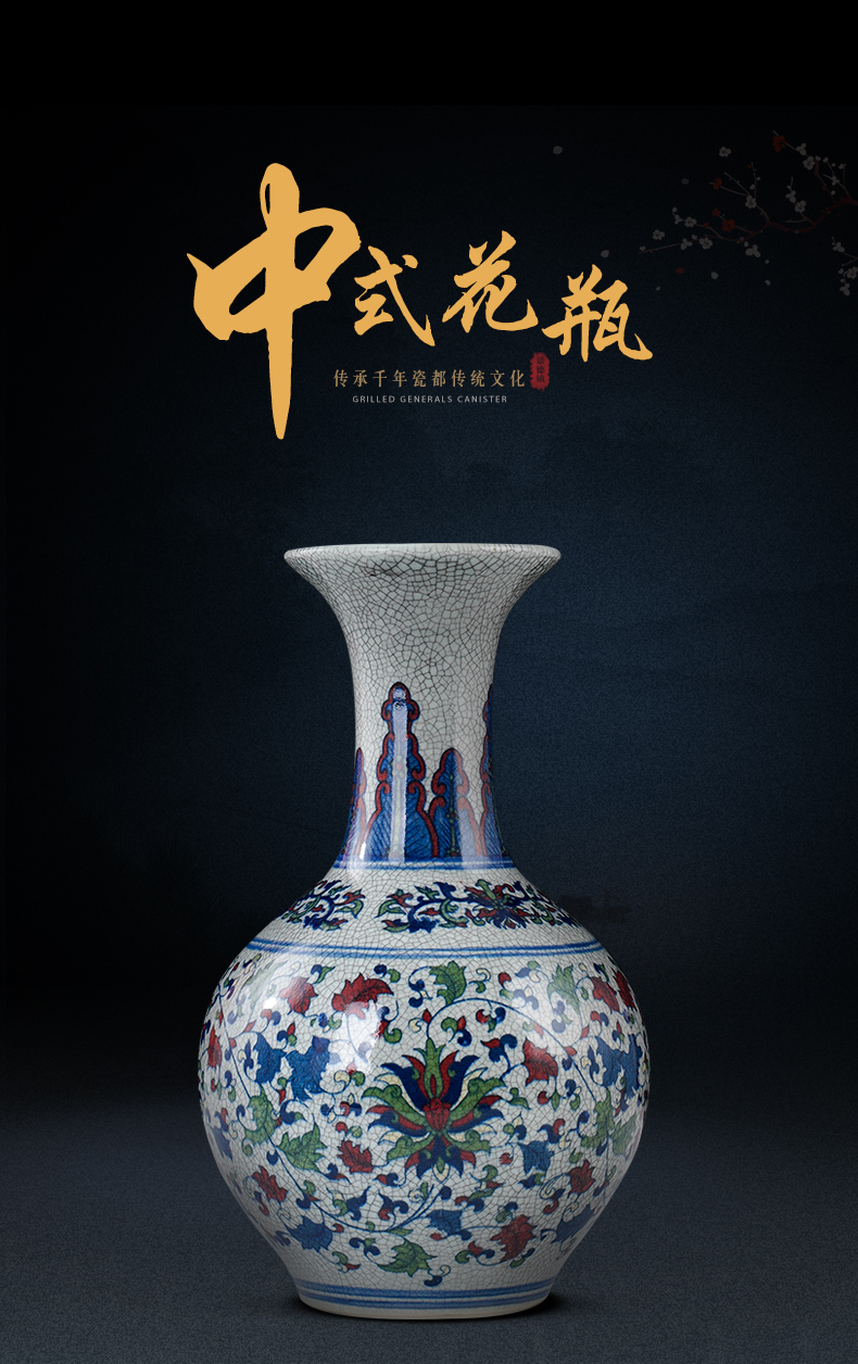 Archaize of jingdezhen ceramics up youligong of blue and white porcelain vase, general tank Chinese sitting room adornment is placed