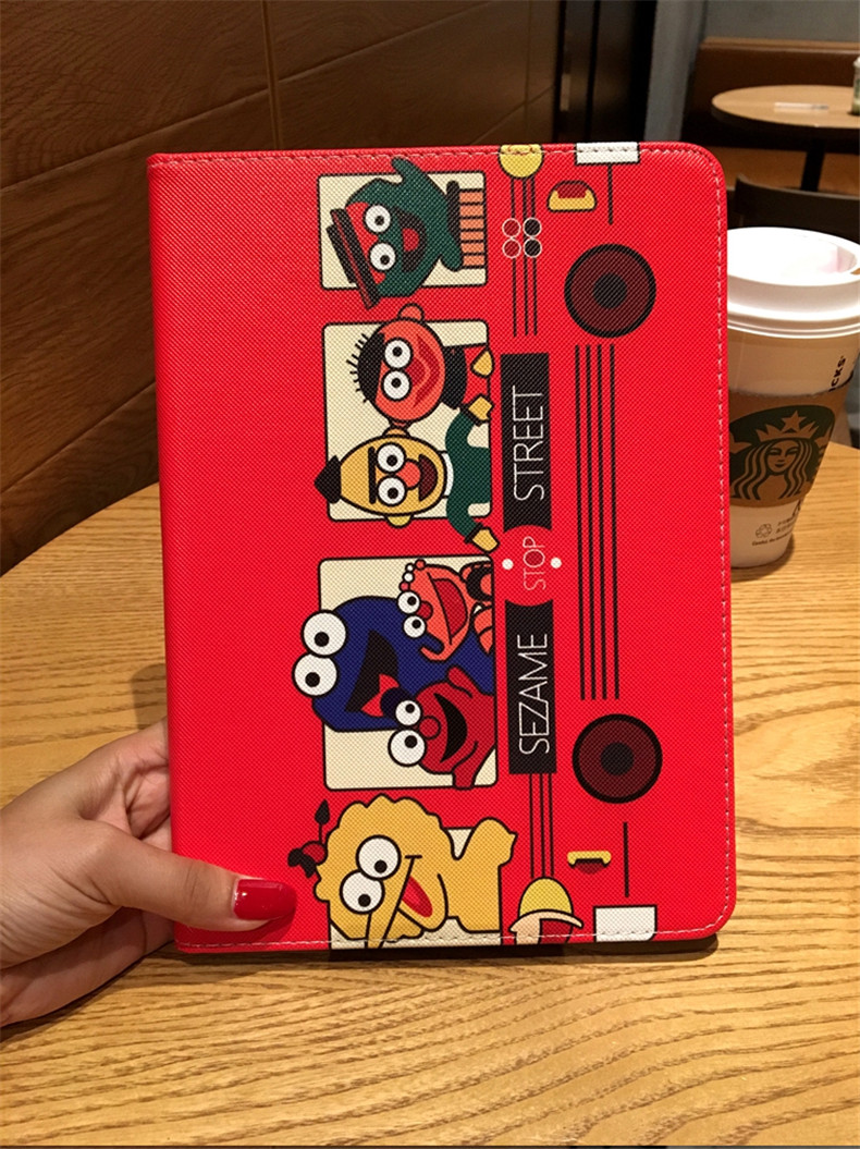 Sesame Street ipad air2 bảo vệ vỏ mới 2018 siêu mỏng Apple Tablet Vỏ 9,7 inch ipad5 / 6 mini 3mini4 hoạt hình dễ thương A1893 anime net red ipda bao da - Phụ kiện máy tính bảng bao da ipad gen 6