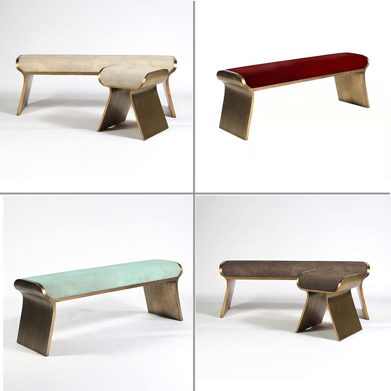 Modern minimalist light luxury bed end stool home door changing shoe stool leather art makeup chair bedroom makeup stool long stool