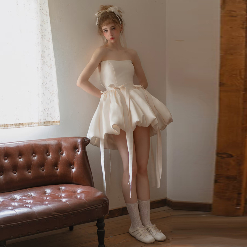 Birthday Party Dress, Coming-Of-Age Ceremony Tutu Dress, Petite Engagement Registration Dress, Short Light Wedding Dress Birthday Party Dress, Coming-Of-Age Ceremony Tutu Dress, Petite Engagement Registration Dress, Short Light Wedding Dress