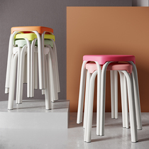 Plastic stools Home thickened high stools Simple modern dining table stools Living room small chairs Economy square stools can be stacked