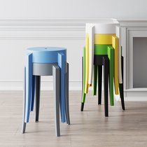 Stool home plastic thick dining table round stool simple modern fashion creative chair living room Nordic style rubber bench