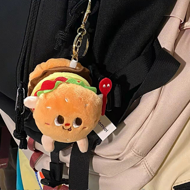 Romantic Shallow Bay Hamburger Plush Toy Pendant Potdemiel Yellow Crab Roe Hongfan Keychain Girl Gift