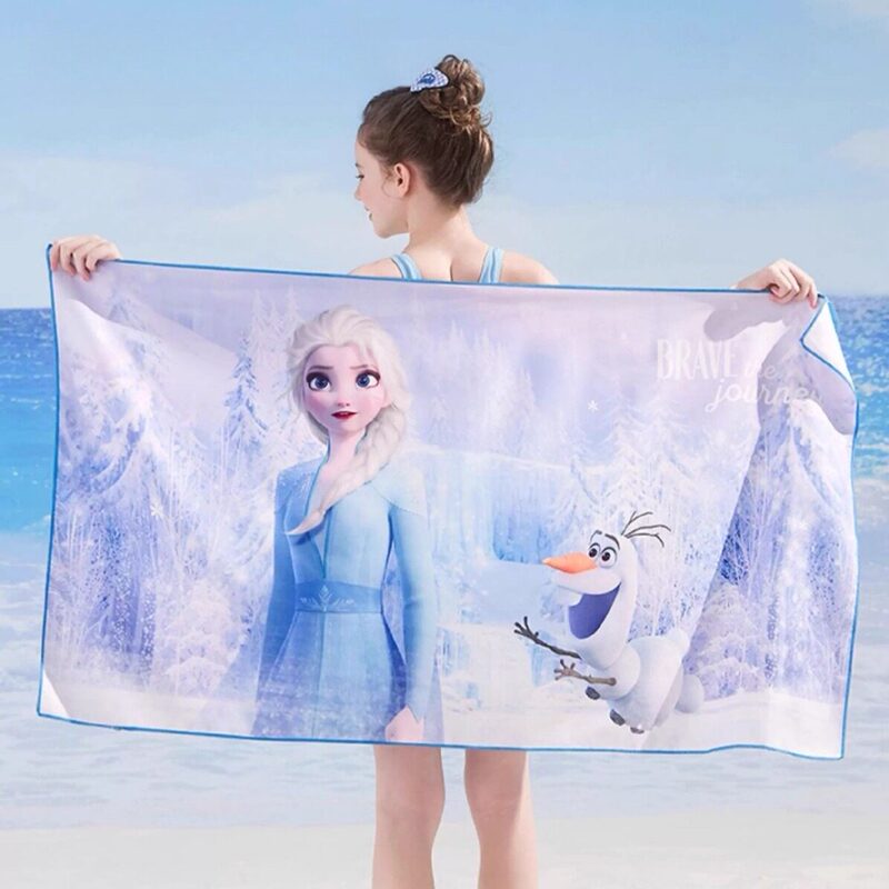 Frozen Children's Quick-Drying Swimming Towel, Girls' Large Towel, Elsa Princess Beach Towel, Bath Absorbent Wrap Towel