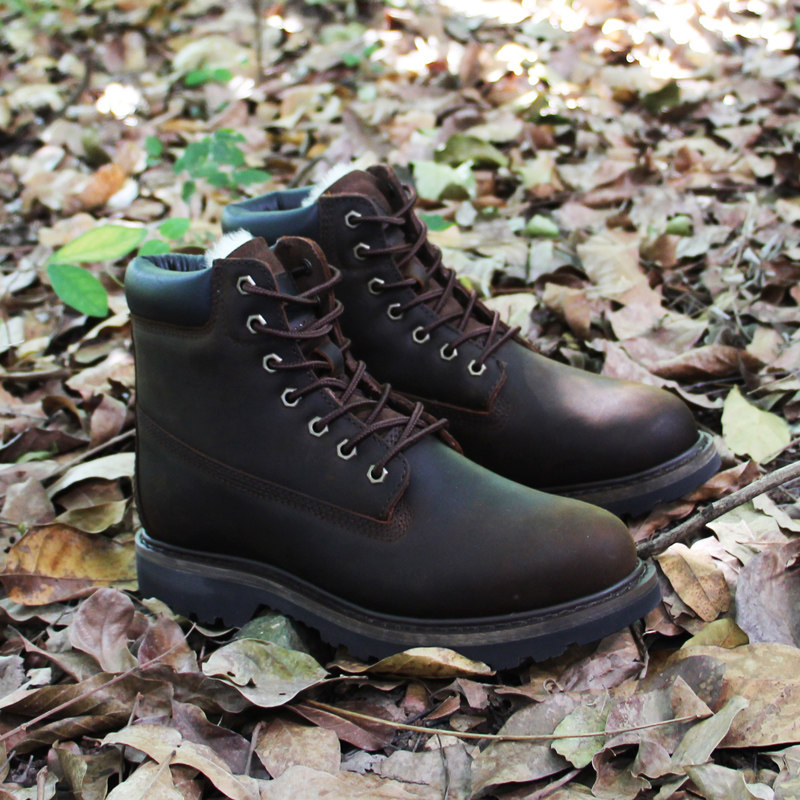 Winter warm Goodyear rhubarb boots wool snow boots men outdoor vintage leather short tube tooling martin boots women