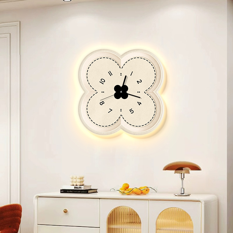 Cream Wind clock hanging bell Living room net Red 2023 New restaurant decorations Table hanging wall Creative clock wall light-Taobao