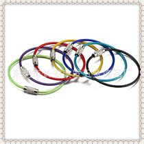 Direct sales stainless steel coated rubber nylon Color 2 0 * 10cm wire rope Virope ring keyring 100 fit