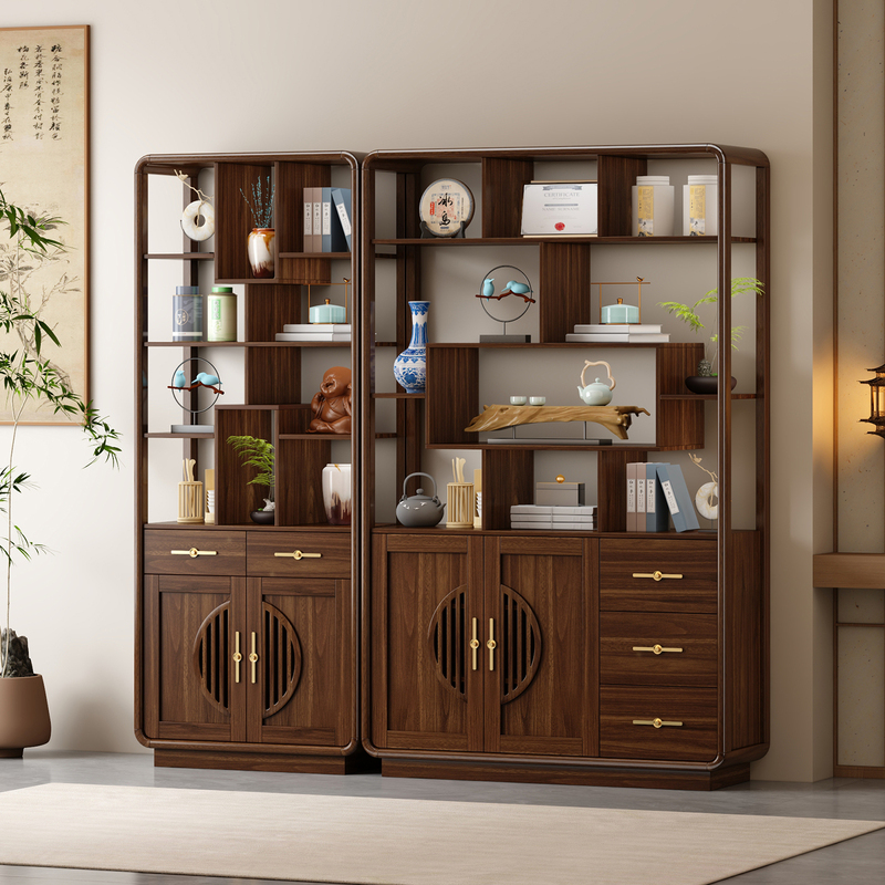 New Chinese-Style Antique Display Cabinet for Tea Room, Solid Wood Frame Tea Cabinet, Storage Rack for Tea Leaves, Office Multi-Purpose Display Cabinet New Chinese-Style Antique Display Cabinet for Tea Room, Solid Wood Frame Tea Cabinet, Storage Rack for Tea Leaves, Office Multi-Purpose Display Cabinet