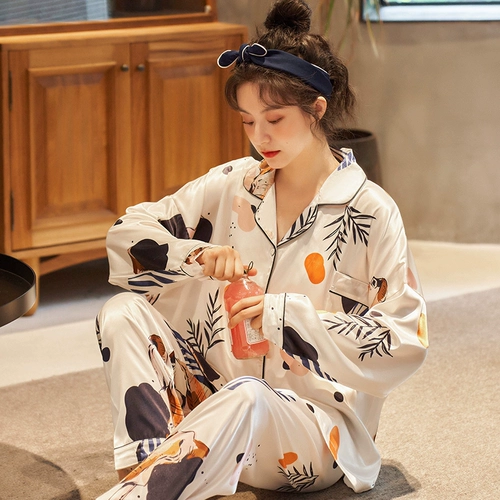 Осенняя летняя пижама, шелковый лонгслив, брендовый милый комплект, 2021 года, изысканный стиль
